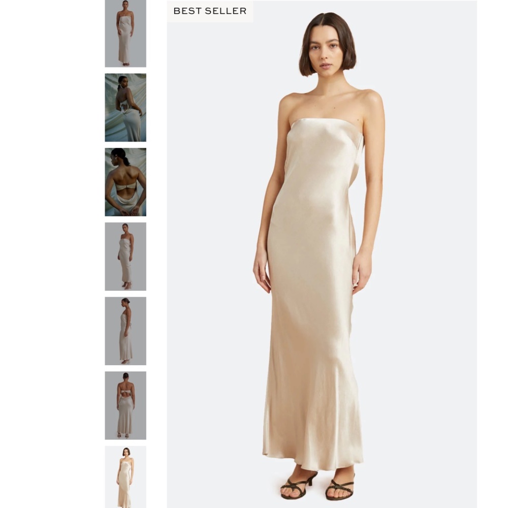 MOON DANCE STRAPLESS DRESS, SAND, US SIZE 4